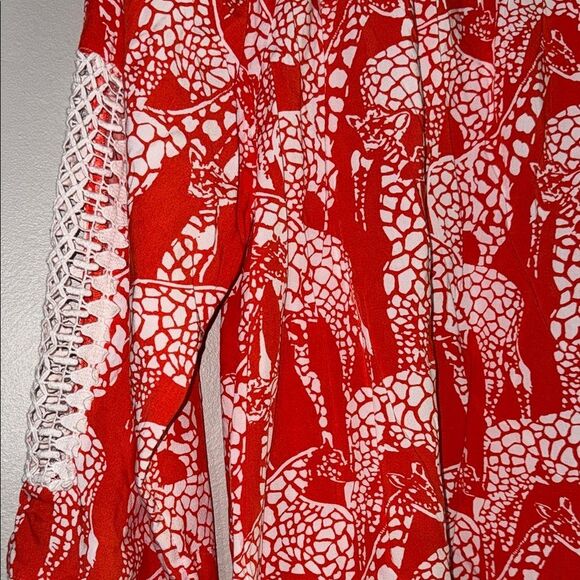 Orange and White Smocked Tunic with Relaxed Fit - Picture 12 of 12